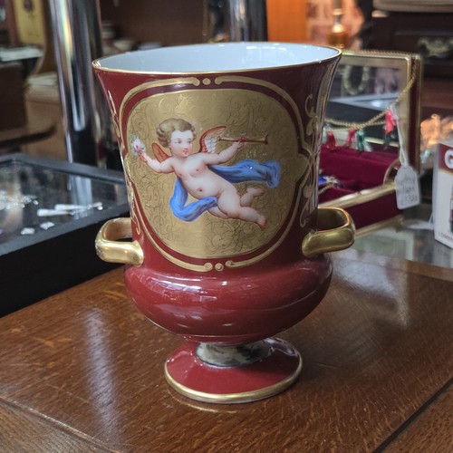 Porcelain urn vase handpainted - vase,